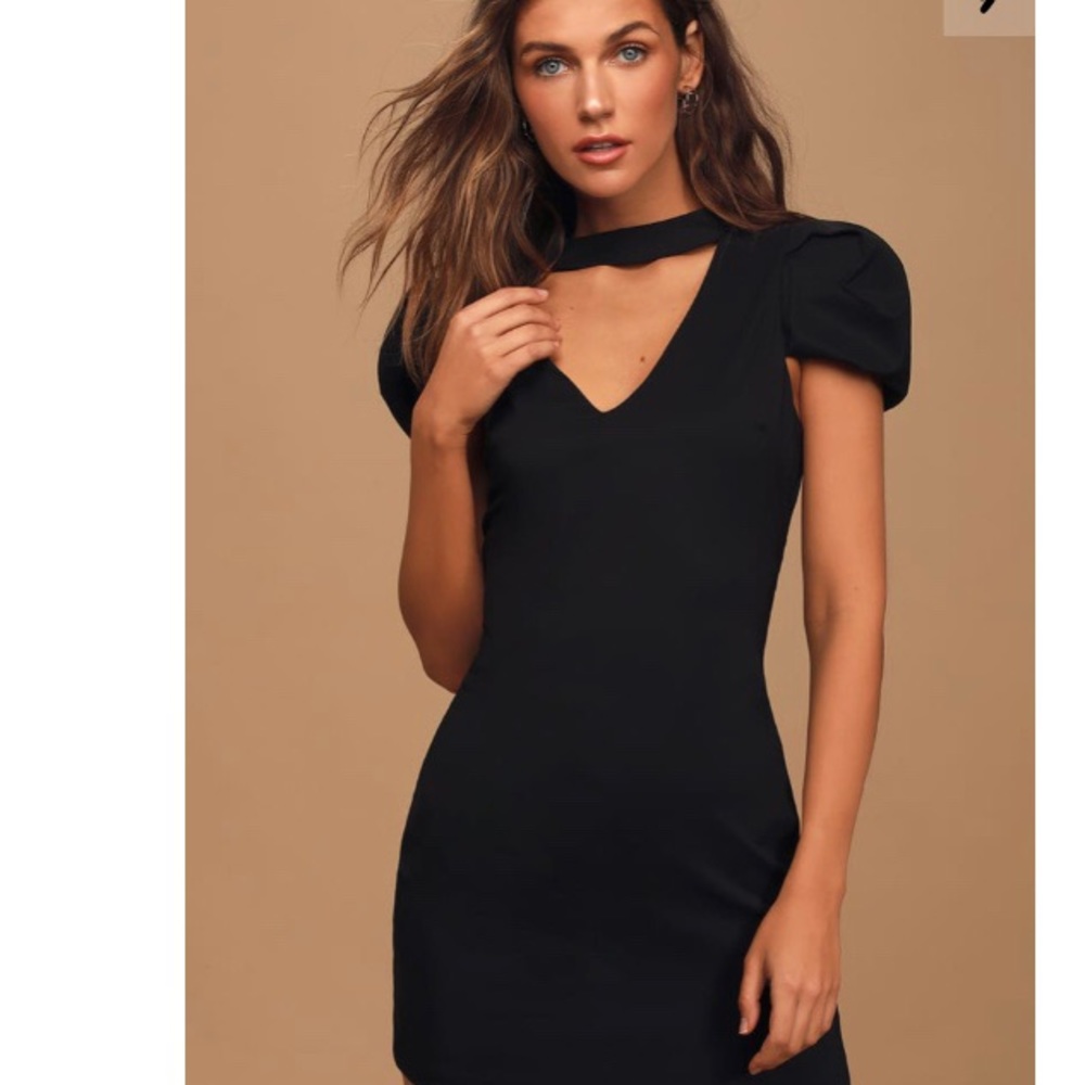 💕3 for $30💕 BNWT Lulus Black Puff Sleeve Backless Mini Dress - Picture 2 of 5